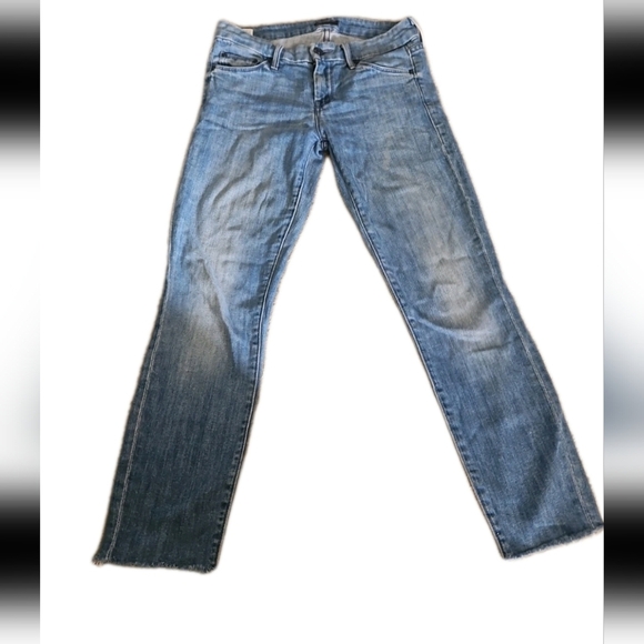 Mother The Looker Crop Frayed Light Wash Skinny Distressed Designer Denim 25 - Picture 2 of 14